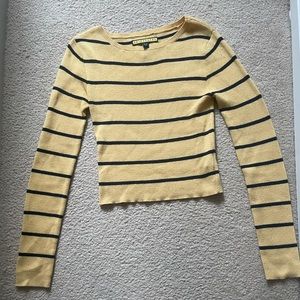 Prince & Fox Yellow and Navy Striped Cropped Sweater
